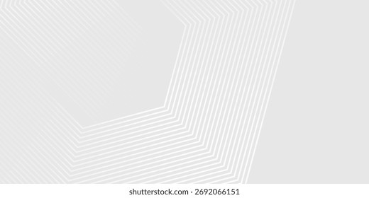 O fundo abstrato geométrico branco sobrepõe a camada no espaço brilhante com a decoração de efeito de linhas. conceito de tecnologia futurista