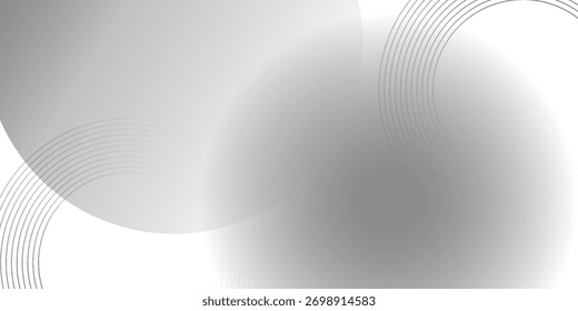 White geometric abstract background overlap layer on bright space with lines effect decoration. Modern graphic design element circles style concept for banner.