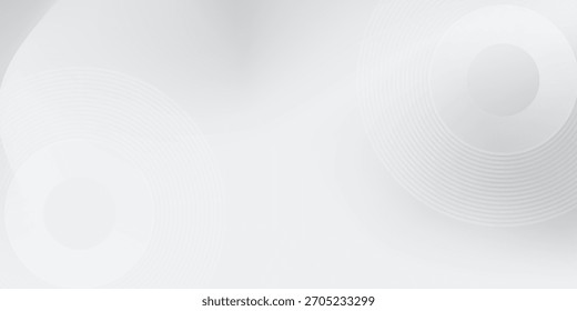 White geometric abstract background overlap layer on bright space with lines effect decoration. Modern graphic design element circles style concept for banner, modern vector arts