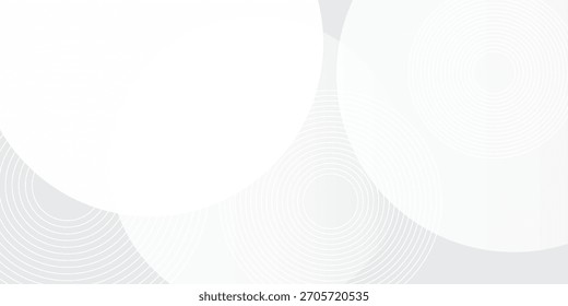 O plano de fundo abstrato geométrico branco sobrepõe a camada no espaço brilhante com a decoração de efeito de linhas. Conceito de estilo de círculos de elementos de design gráfico moderno para.eps.10