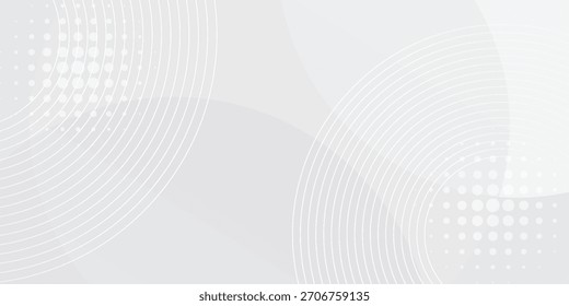 White geometric abstract background overlap layer on bright space with lines effect decoration. Modern graphic design element circles style concept for banner.

