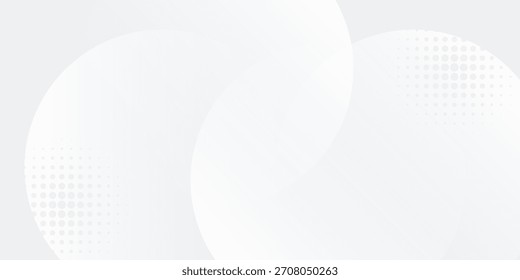 O plano de fundo abstrato geométrico branco sobrepõe a camada no espaço brilhante com a decoração de efeito de linhas. Círculos de elementos gráficos modernos