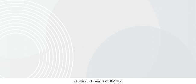 White geometric abstract background overlap layer on bright space with lines effect decoration. Modern graphic design element circles style concept. EPS10, WEBSITE