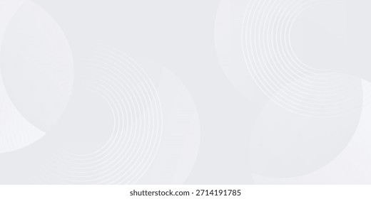 El fondo abstracto geométrico blanco se superpone en el espacio brillante con la decoración del efecto de las líneas. Concepto moderno del estilo de los círculos del elemento del Diseño gráfico para el Anuncio.
