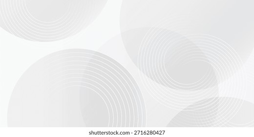 White geometric abstract background overlap layer on bright space with lines effect decoration. Modern graphic design element circles style concept for banner, modern vector arts