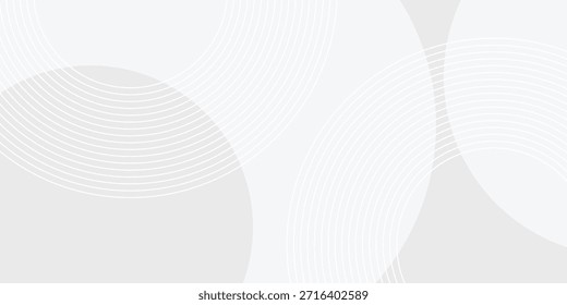 White geometric abstract background overlap layer on bright space with lines effect decoration. Modern graphic design element circles style concept for banner.