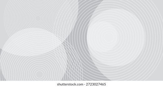 White geometric abstract background overlap layer on bright space with lines effect decoration. Modern graphic design element circles style concept for banner, modern vector arts