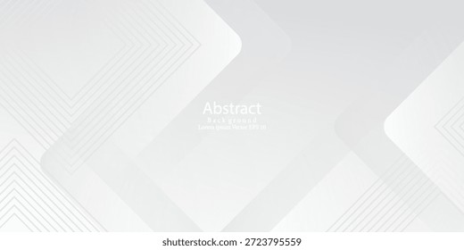 O plano de fundo abstrato geométrico branco sobrepõe a camada no espaço brilhante com a decoração de efeito de linhas. Design moderno e criativo na moda em ilustração vetorial