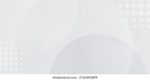 El fondo abstracto geométrico blanco se superpone en el espacio brillante con la decoración del efecto de las líneas. Concepto moderno del estilo de los círculos del elemento del Diseño gráfico para el Anuncio.