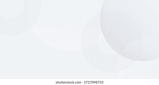 White geometric abstract background overlap layer on bright space with lines effect decoration. Modern graphic design element circles style concept for banner, modern vector arts