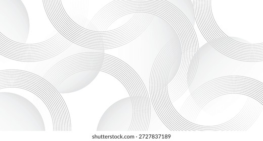 O plano de fundo abstrato geométrico branco sobrepõe a camada no espaço brilhante com a decoração de efeito de linhas. Design gráfico moderno circula o conceito de estilo para banner.