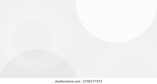 Weiße geometrische abstrakte Hintergrund Überlappungsschicht auf hellen Raum mit Linien Effekt Dekoration. Modernes Grafikdesign Element Kreise Stil Konzept für Banner, moderne Vektorgrafiken