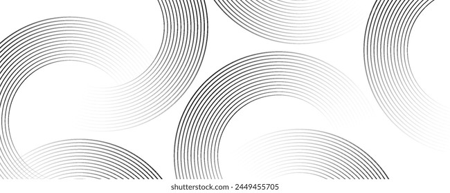 White geometric abstract background overlapping layers on bright space with line effect decoration. Circle style concept modern graphic design element for banner, flyer, card. Eps10