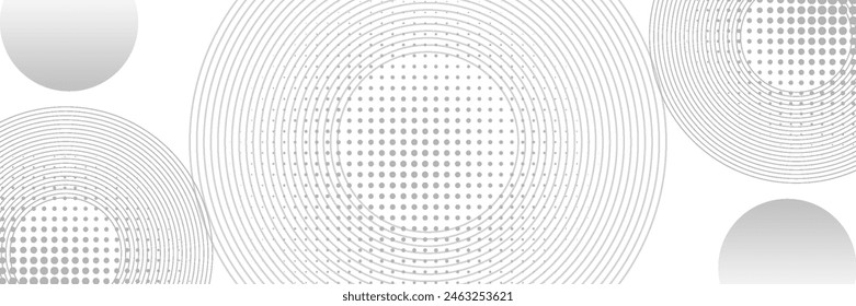 White geometric abstract background overlapping layers on bright space with line effect decoration. Circle style concept modern graphic design element for banner, flyer, card. vector