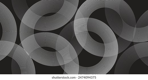 White geometric abstract background overlapping layers on bright space with line effect decoration. Circle style concept modern graphic design element for banner, flyer, card. Eps10