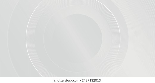 White geometric abstract background overlapping layers on bright space with line effect decoration. Circle style concept