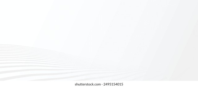 Fondo abstracto geométrico blanco que se superpone a las capas en el espacio brillante con la decoración del efecto de línea. Concepto de estilo circular elemento de Diseño gráfico moderno para Anuncio, volante, tarjeta. Vector