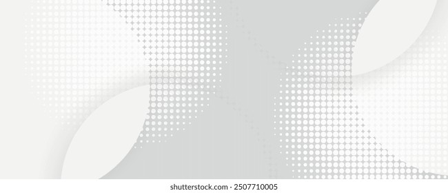 White geometric abstract background overlapping layers on bright space with dot effect decoration. Circle style concept