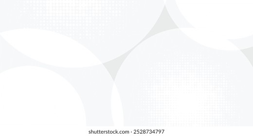 White geometric abstract background overlapping layers on bright space with dot effect decoration.