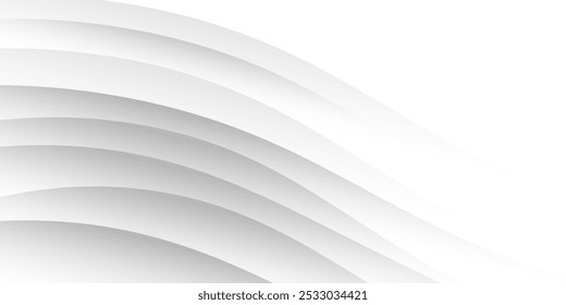 White geometric abstract background overlapping layers on bright space with line effect decoration. Circle style concept modern graphic design element for banner, flyer, card. vector