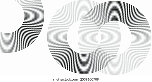 White geometric abstract background overlapping layers on bright space with line effect decoration. Circle style concept modern graphic design element