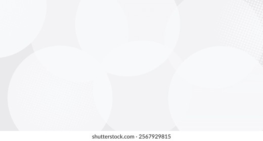 White geometric abstract background overlapping layers on bright space with dot effect decoration. Circle style concept