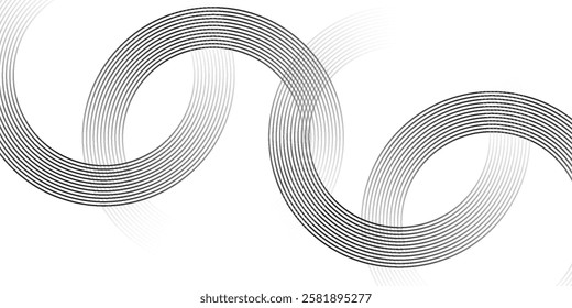 White geometric abstract background overlapping layers on bright space with line effect decoration. Circle style concept modern graphic design element for banner, flyer, card. Eps10