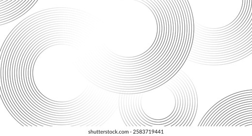 White geometric abstract background overlapping layers on bright space with line effect decoration. Circle style concept modern graphic design element for banner, flyer, card