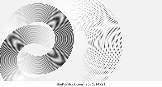 White geometric abstract background overlapping layers on bright space with line effect decoration. Circle style concept modern graphic design element