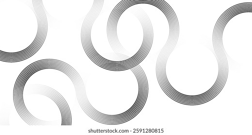 White geometric abstract background overlapping layers on bright space with line effect decoration. Circle style concept modern graphic design