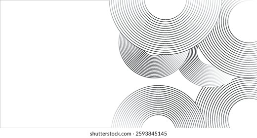White geometric abstract background overlapping layers on bright space with line effect decoration. Circle style concept modern graphic design element for banner  flyer  card.
