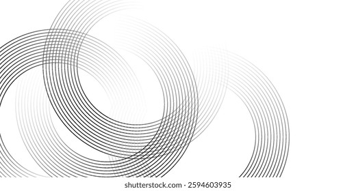 White geometric abstract background overlapping layers on bright space with line effect decoration. Circle style concept modern graphic design element 
