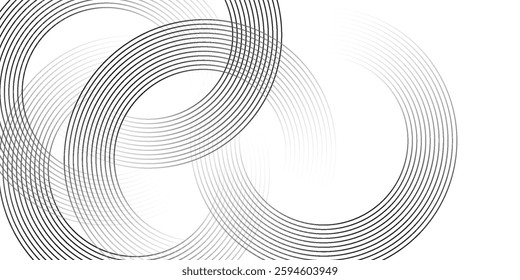 White geometric abstract background overlapping layers on bright space with line effect decoration. Circle style concept modern graphic design element 