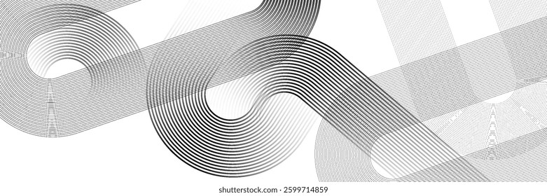 White geometric abstract background overlapping layers on bright space with line effect decoration. Circle style concept modern graphic design element for banner, flyer, card. vector