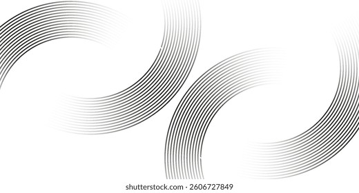White geometric abstract background overlapping layers on bright space with line effect decoration. Circle style concept modern graphic design element for banner, flyer, card. Eps10