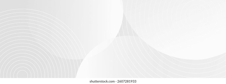 White geometric abstract background with overlapping circles on a bright surface, enhanced by linear effects. Modern design concept ideal for banners and presentations.