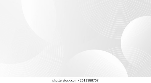 White geometric abstract background with overlapping circles on a bright surface, enhanced by linear effects. Modern design concept ideal for banners and presentations.