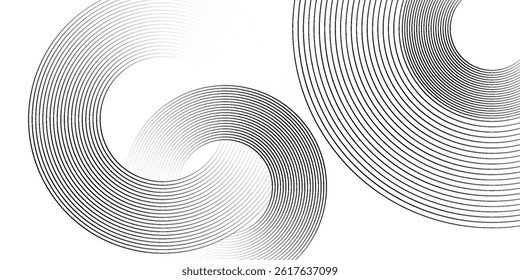 White geometric abstract background overlapping layers on bright space with line effect decoration. Circle style concept modern graphic design element for banner, flyer, card.