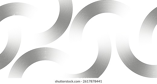 White geometric abstract background overlapping layers on bright space with line effect decoration. Circle style concept modern graphic design element for banner, flyer, card. Eps10