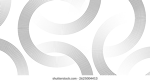 White geometric abstract background overlapping layers on bright space with line effect decoration. Circle style concept modern graphic design element for banner, flyer, card. Eps10