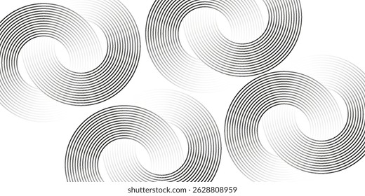 White geometric abstract background overlapping layers on bright space with line effect decoration. Circle style concept modern graphic design element for banner, flyer, card. eps 10