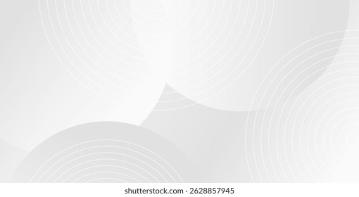 White geometric abstract background with overlapping circles on a bright surface, enhanced by linear effects. Modern design concept ideal for banners and presentations.