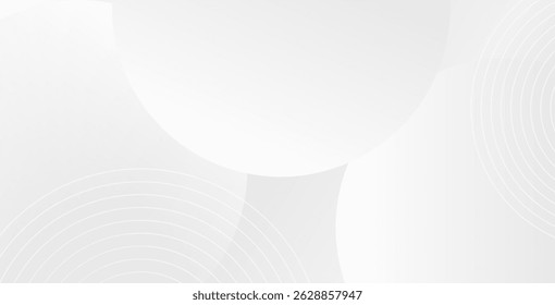 White geometric abstract background with overlapping circles on a bright surface, enhanced by linear effects. Modern design concept ideal for banners and presentations.