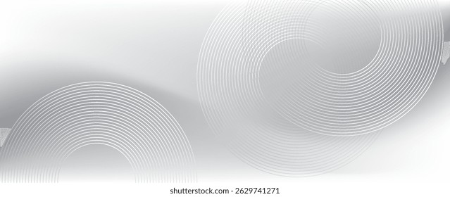 White geometric abstract background overlapping layers on bright space with line effect decoration. Circle style concept modern graphic design element for banner, flyer, card. vector	