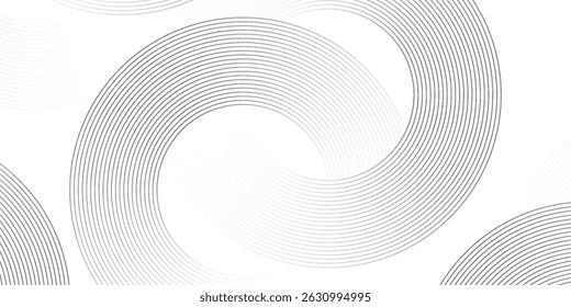 White geometric abstract background overlapping layers on bright space with line effect decoration. Circle style concept modern graphic design element for banner, flyer, card.