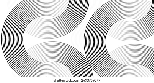 White geometric abstract background overlapping layers on bright space with line effect decoration. Circle style concept modern graphic design element for banner, flyer, card. Eps10