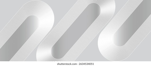 White geometric abstract background overlapping layers on bright space with line effect decoration. Circle style concept modern graphic design element for banner, flyer, card. vectors