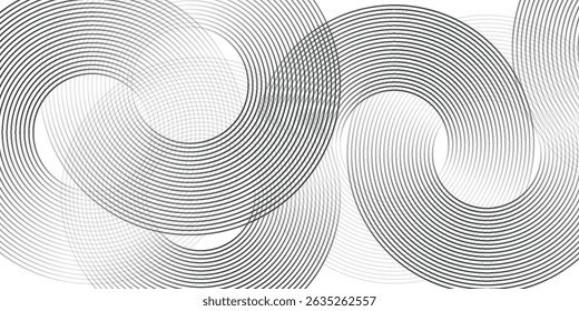 White geometric abstract background overlapping layers on bright space with line effect decoration. Circle style concept modern graphic design element for banner, flyer, card.