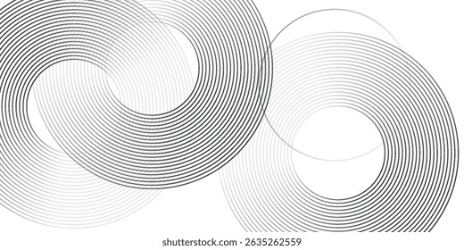 White geometric abstract background overlapping layers on bright space with line effect decoration. Circle style concept modern graphic design element for banner, flyer, card.