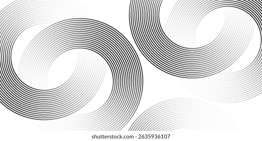 White geometric abstract background overlapping layers on bright space with line effect decoration. Circle style concept modern graphic design element for banner, flyer, card. Eps10